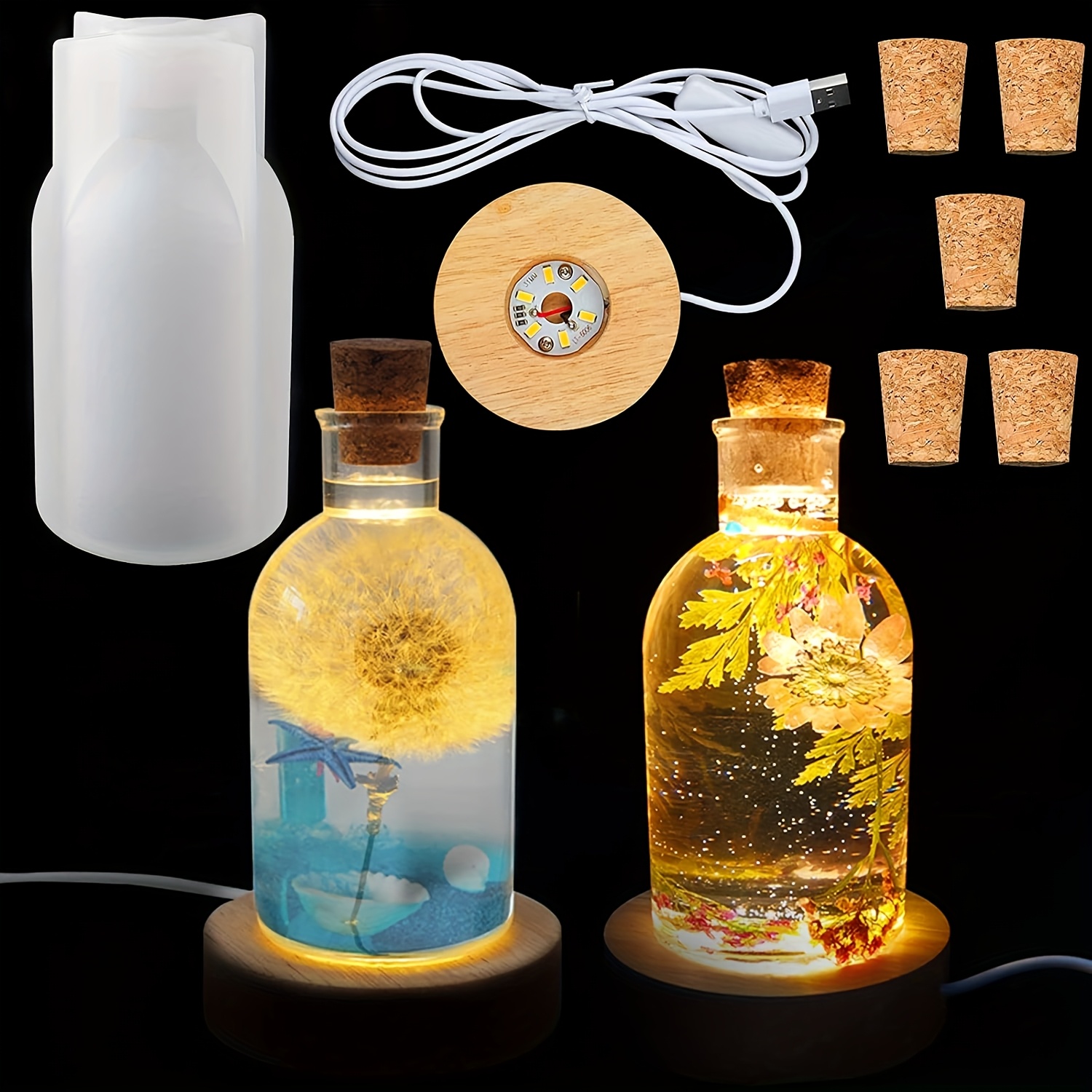 Woodworking Resin - 드리프트 병 모양의 레진 몰드 세트,