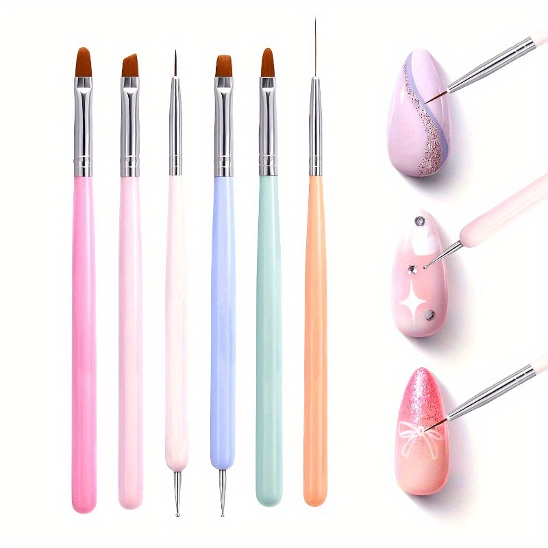 Wood Chisel Set - 6개 네일 아트 브러쉬 세트 매니큐어