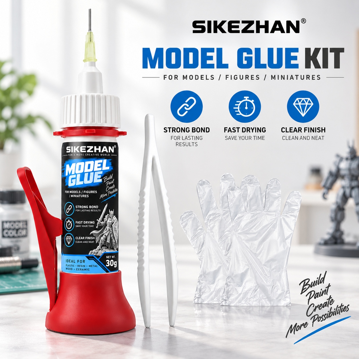 Woodworking Glue - 시케잔(SIKEZHAN) 모델용 접착제 30g, 정밀한 바늘형