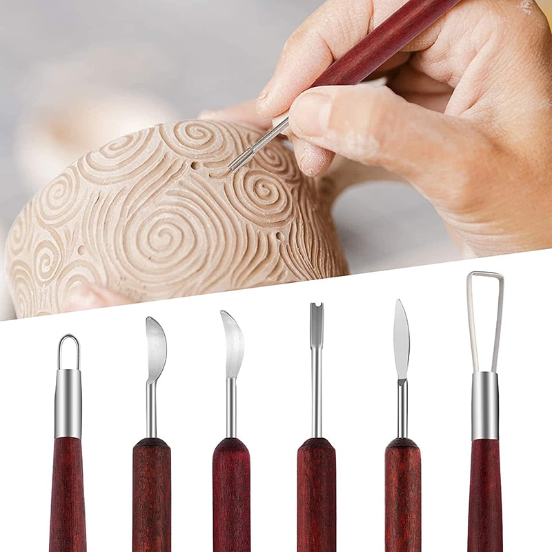 6pcs/세트 도자기 도구 점토 수리를위한 레드 우드  - Wood Chisel Set 리뷰 및 가격