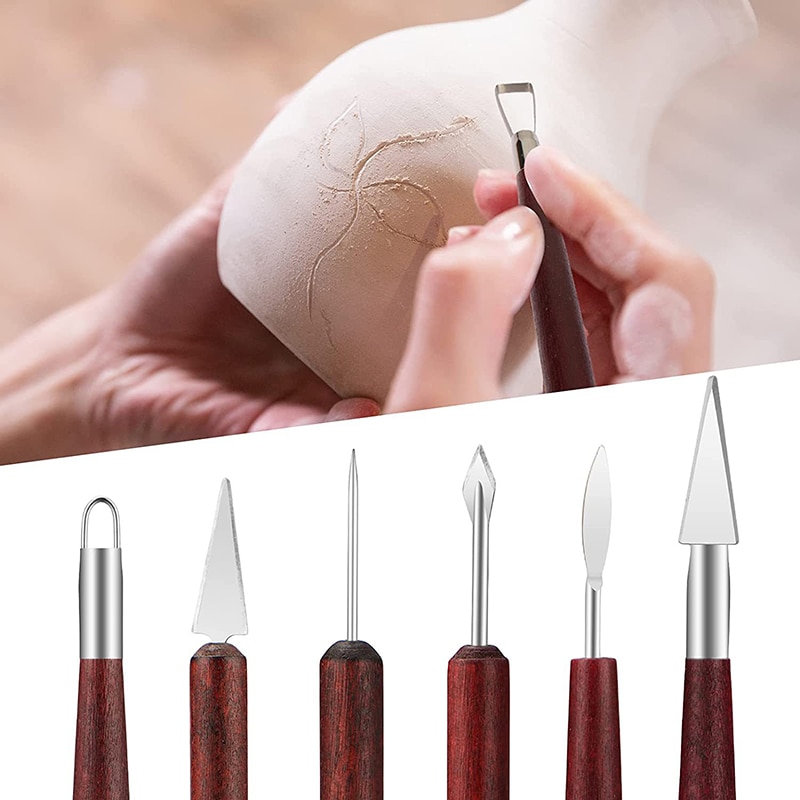 6pcs/세트 도자기 도구 점토 수리를위한 레드 우드  - Wood Chisel Set 리뷰 및 가격