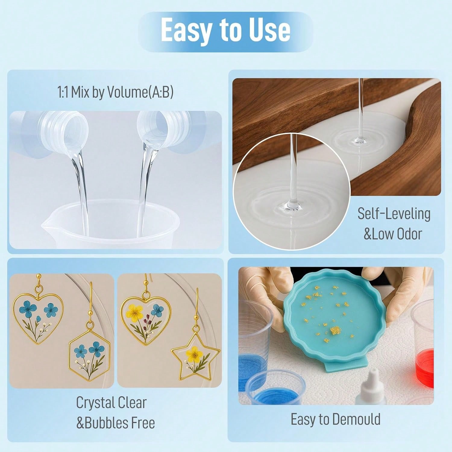크리스탈 클리어 에폭시 레진 1:1 키트 빠른 경화 비 - Woodworking Resin 리뷰 및 가격